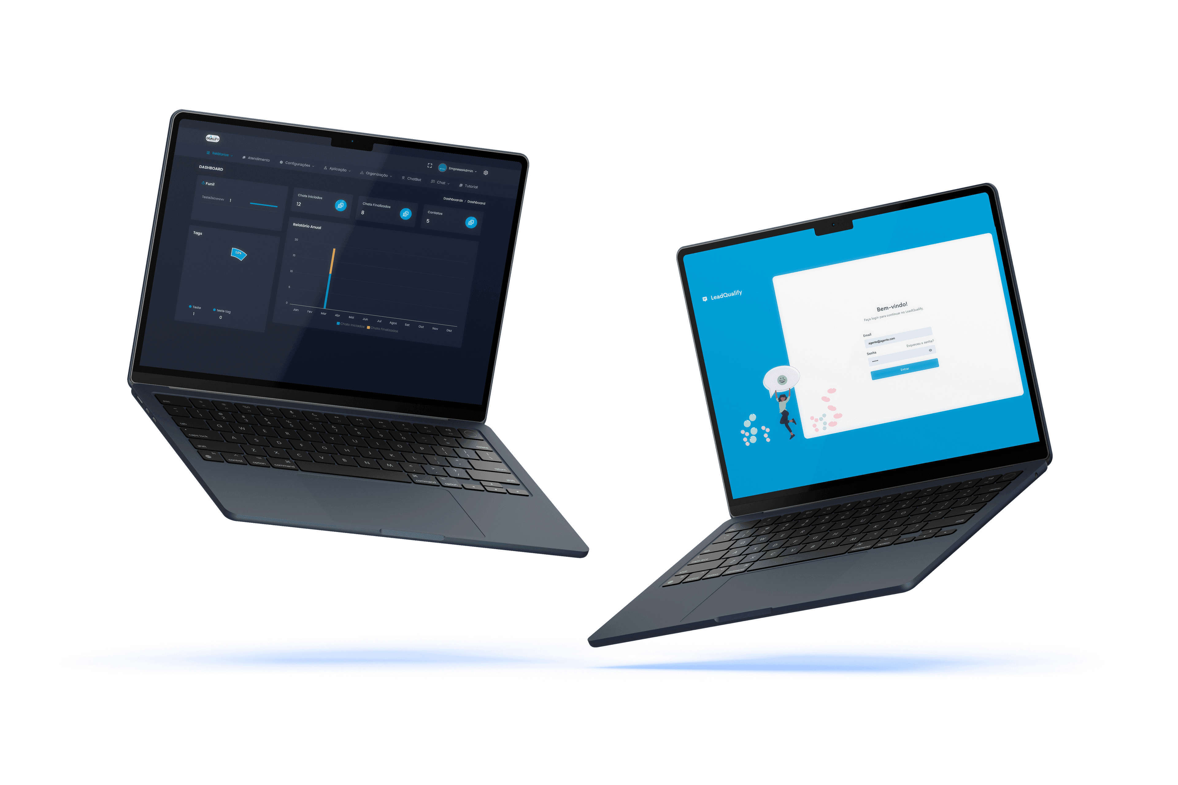 CRM Dashboard com visualização de funil de vendas