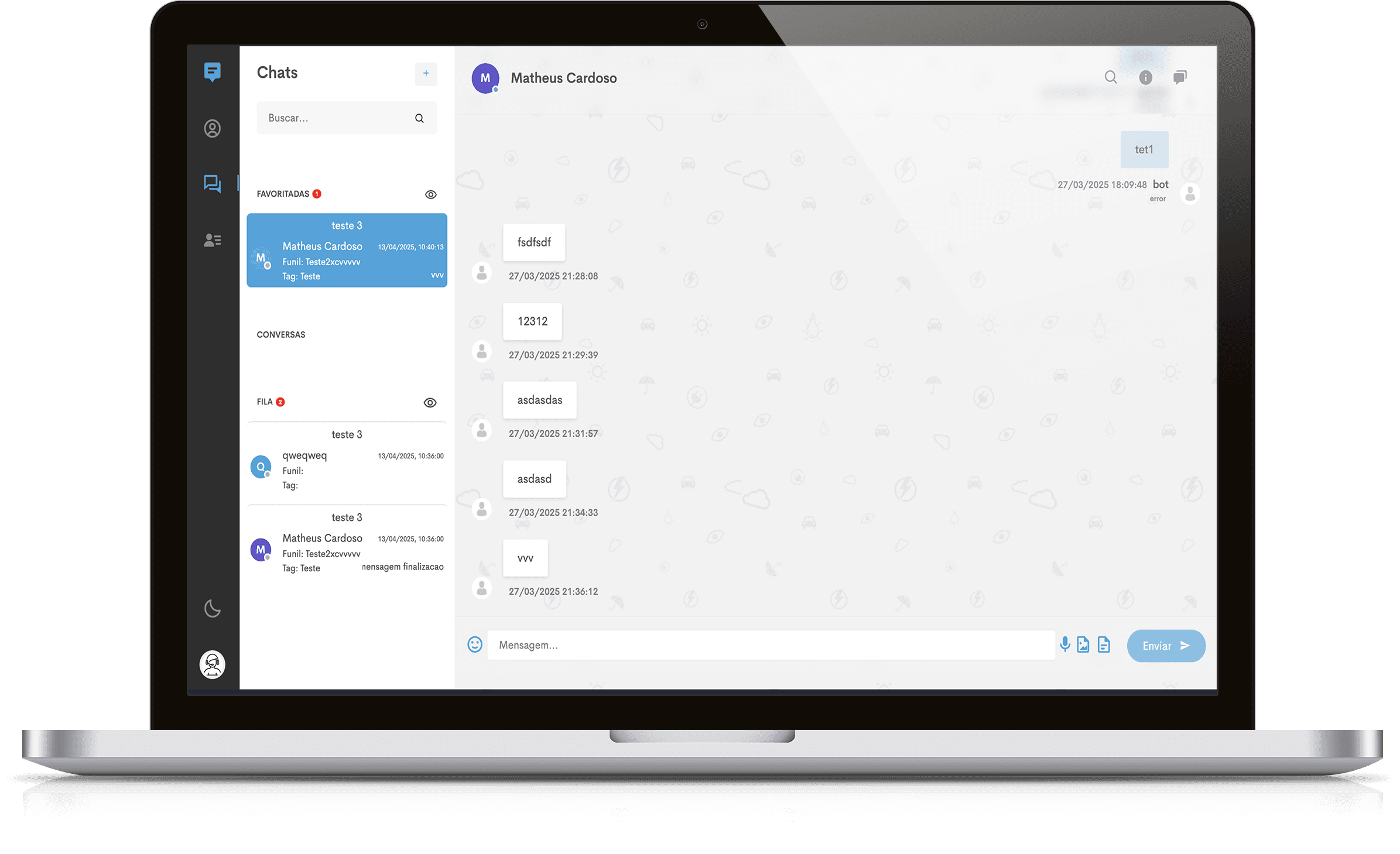 Campanhas de disparo em massa interface