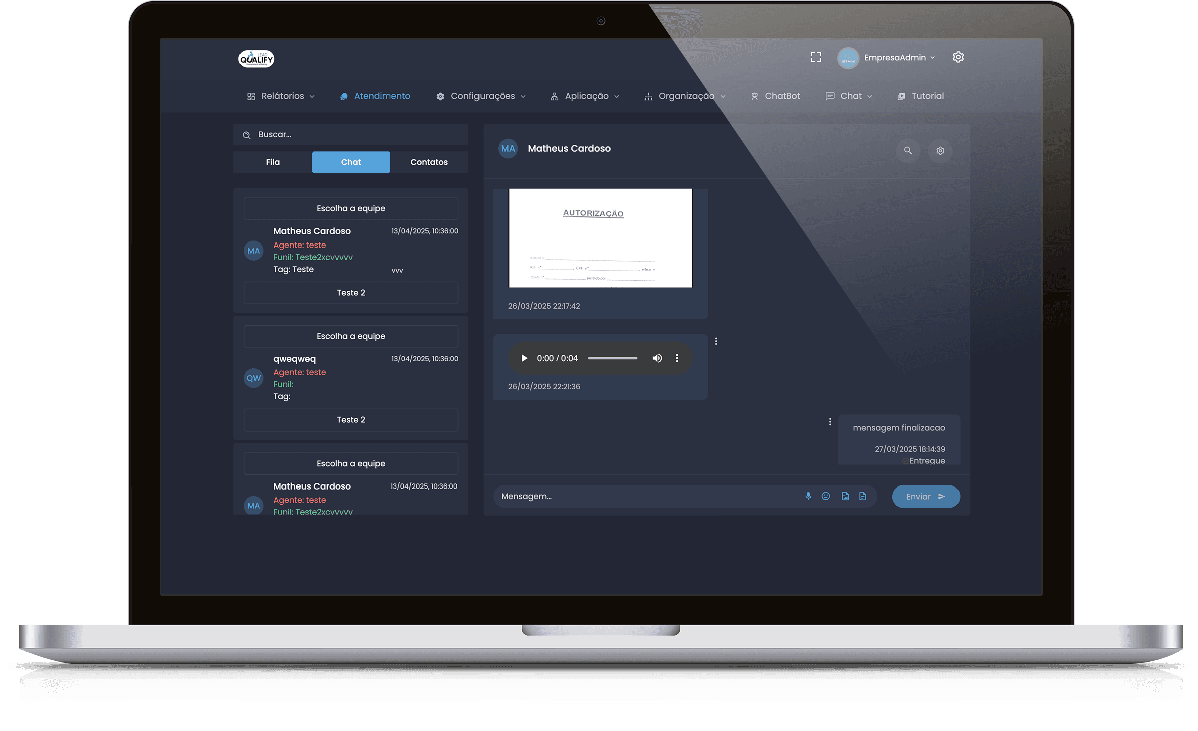 Funil de vendas inteligente interface